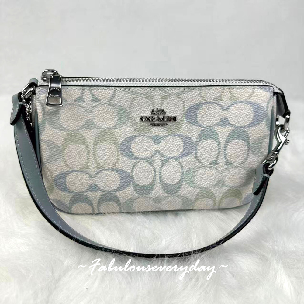 Coach Nolita 19 In Signature Canvas Chalk Blue Wristlet Purse Bag CDW29 NWT